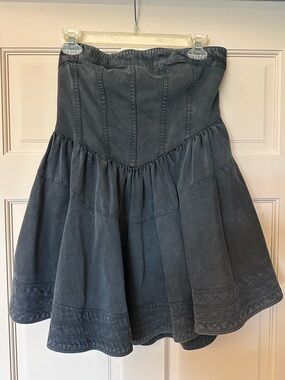 Free People Candace Corset Mini Dress Black Denim
Strapless Ruffle